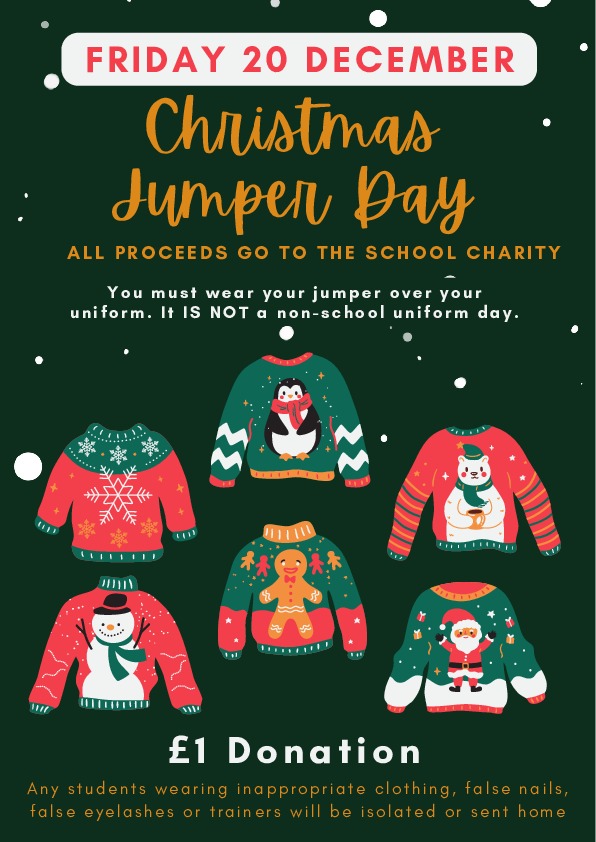 Dark Green Red Gold Playful Illustrated Christmas Jumper Party Flyer (1)